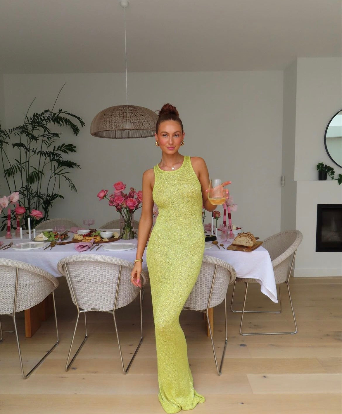 Chic U-Neck Sequin Knitted Maxi Dress