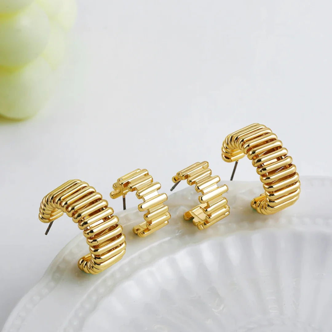 Large Gold Twisted C Hoop Earrings