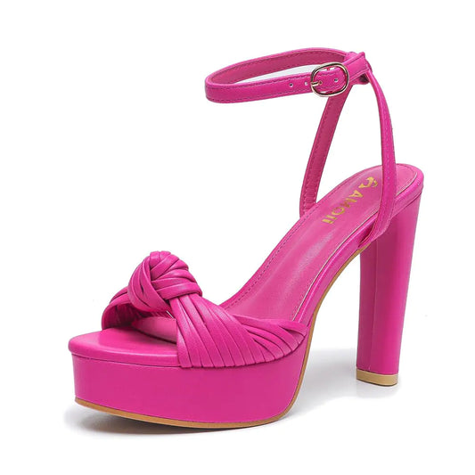 Rose Ankle Strap Chunky Platform Heels