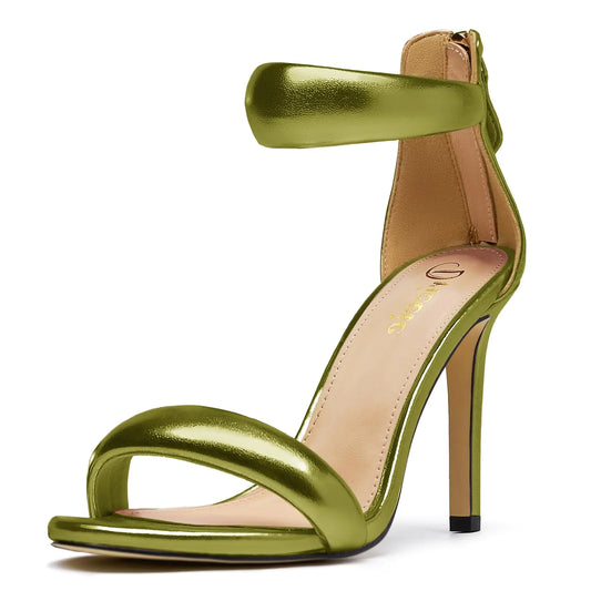 Metallic Glitter Open Toe Stiletto Heels