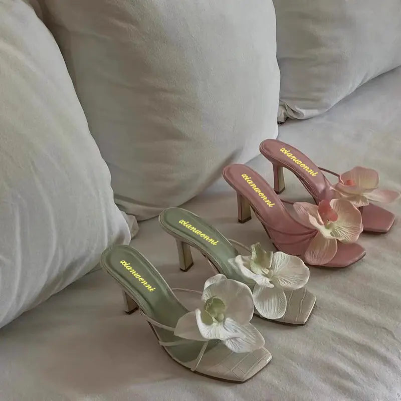 French-Style Slim-Strap High Heel Sandals