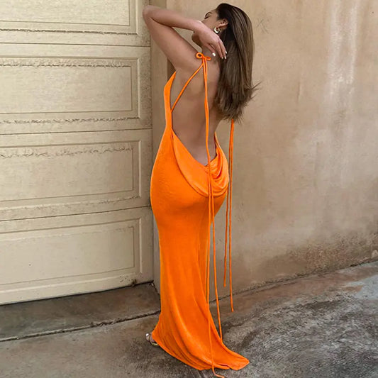 Backless Sleeveless Slim Fit Summer Maxi