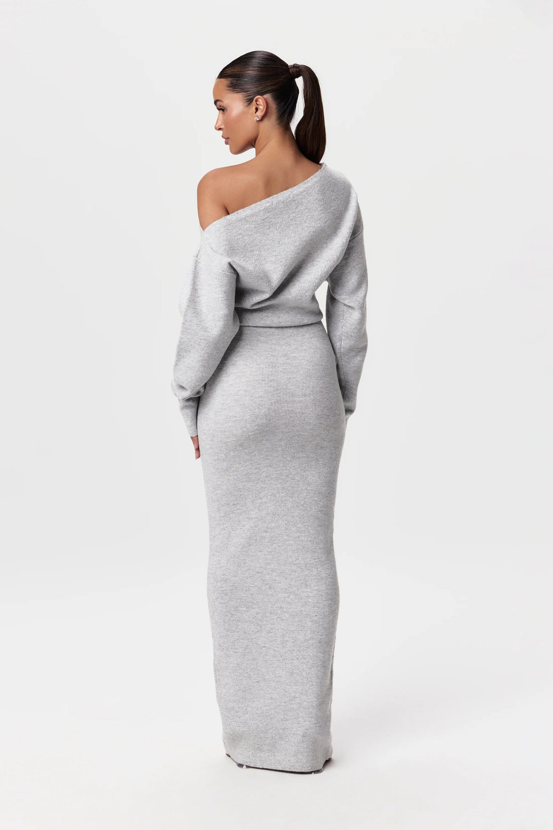 High-Waist Long Sleeve Slim Maxi