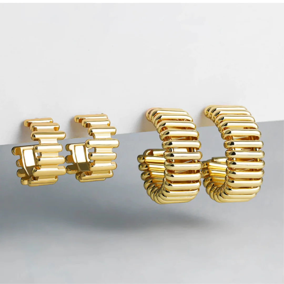 Large Gold Twisted C Hoop Earrings