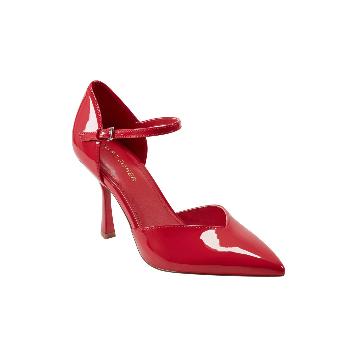 Red Patent Pointed Toe Ankle Strap Heels