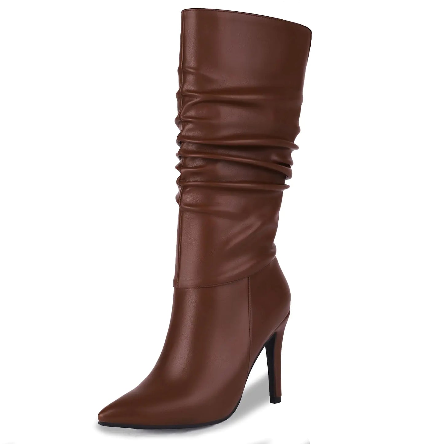 Brown Slouch Knee High Stiletto Boots