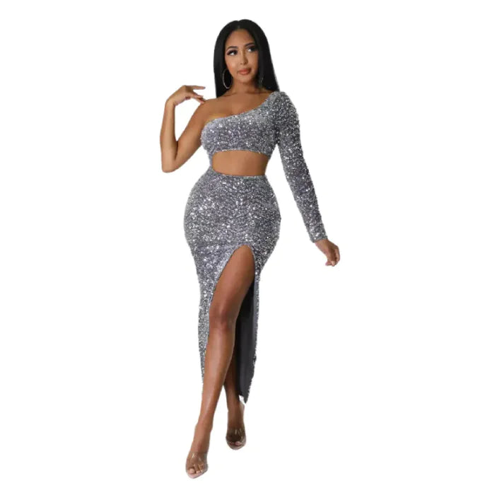 Modern One Shoulder High Waist Dress
