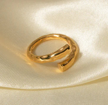 18K PVD Gold Geometric Zircon Ringg