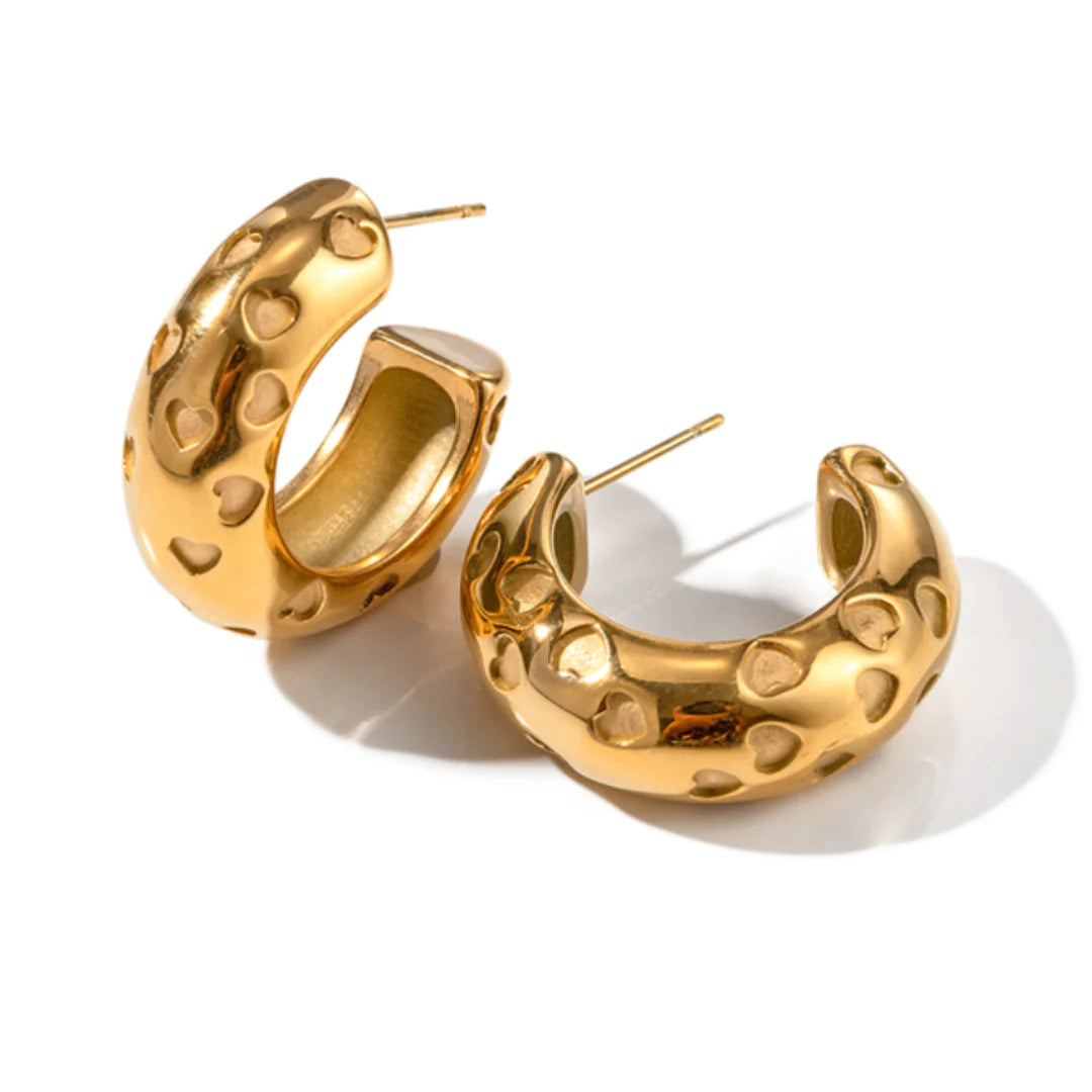 Elegant Gold Plated Half Round Earrings