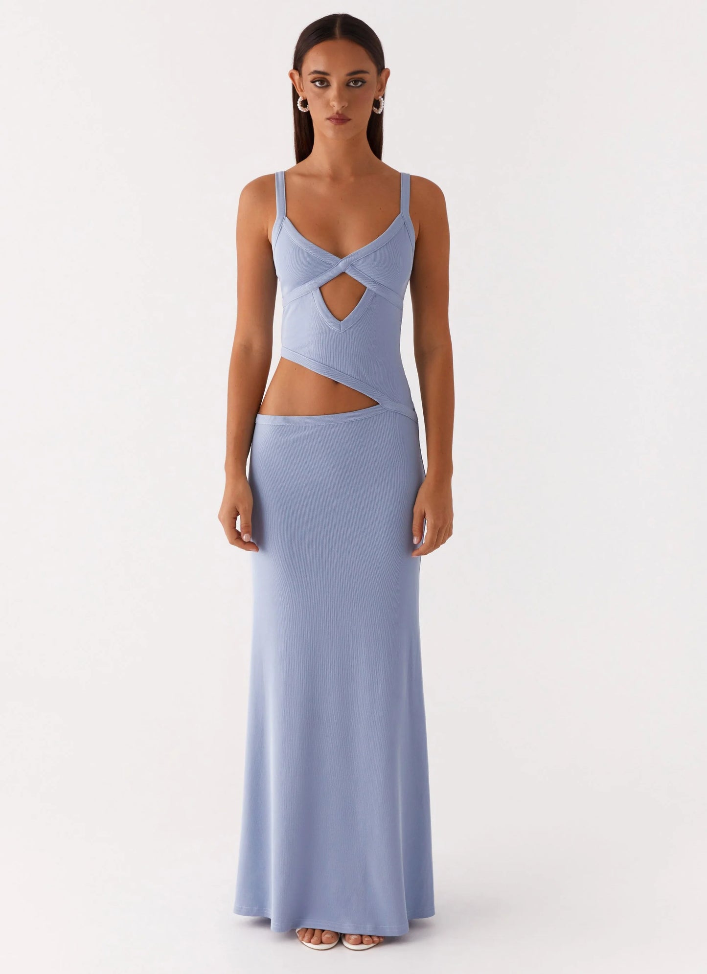 Cut-Out Hollow Irregular Hem Midi Dress