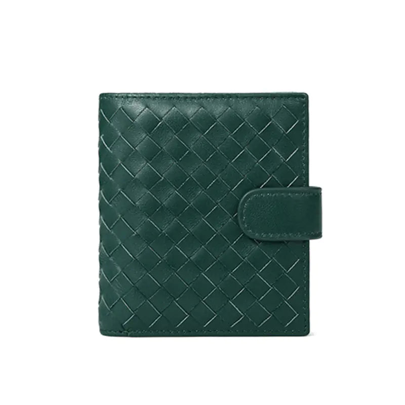 Sheepskin Woven Leather Short Wallet