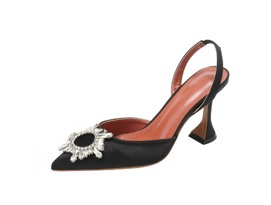 Crystal-Embellished Sandals with Rubber Sole