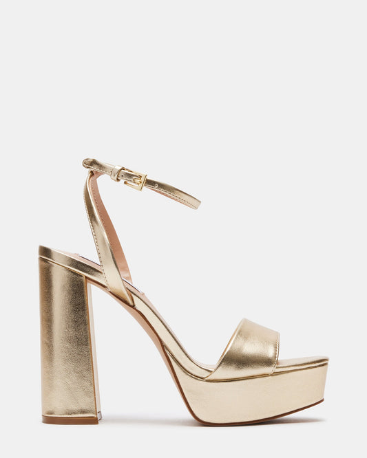Champagne Strappy Block Heel Sandals