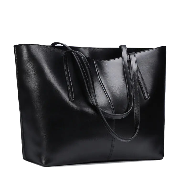 Minimalist Genuine Leather Shoulder Tote