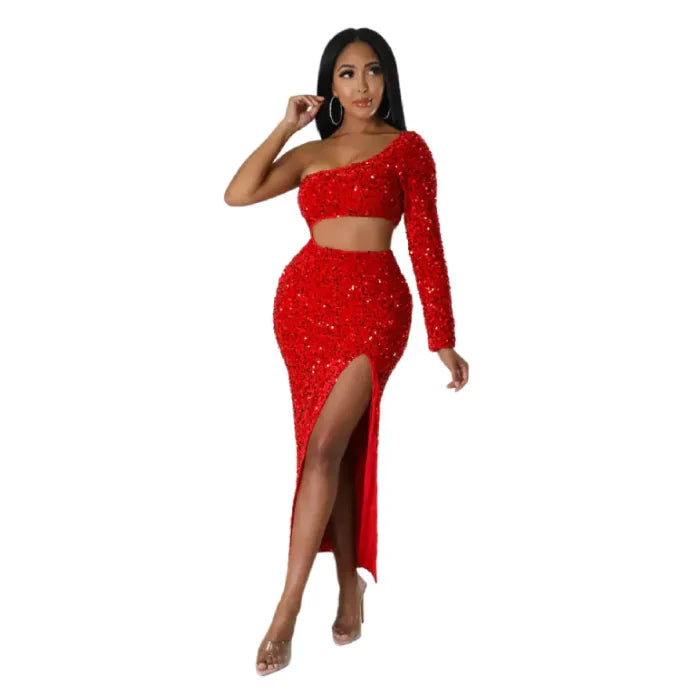 Modern One Shoulder High Waist Dress