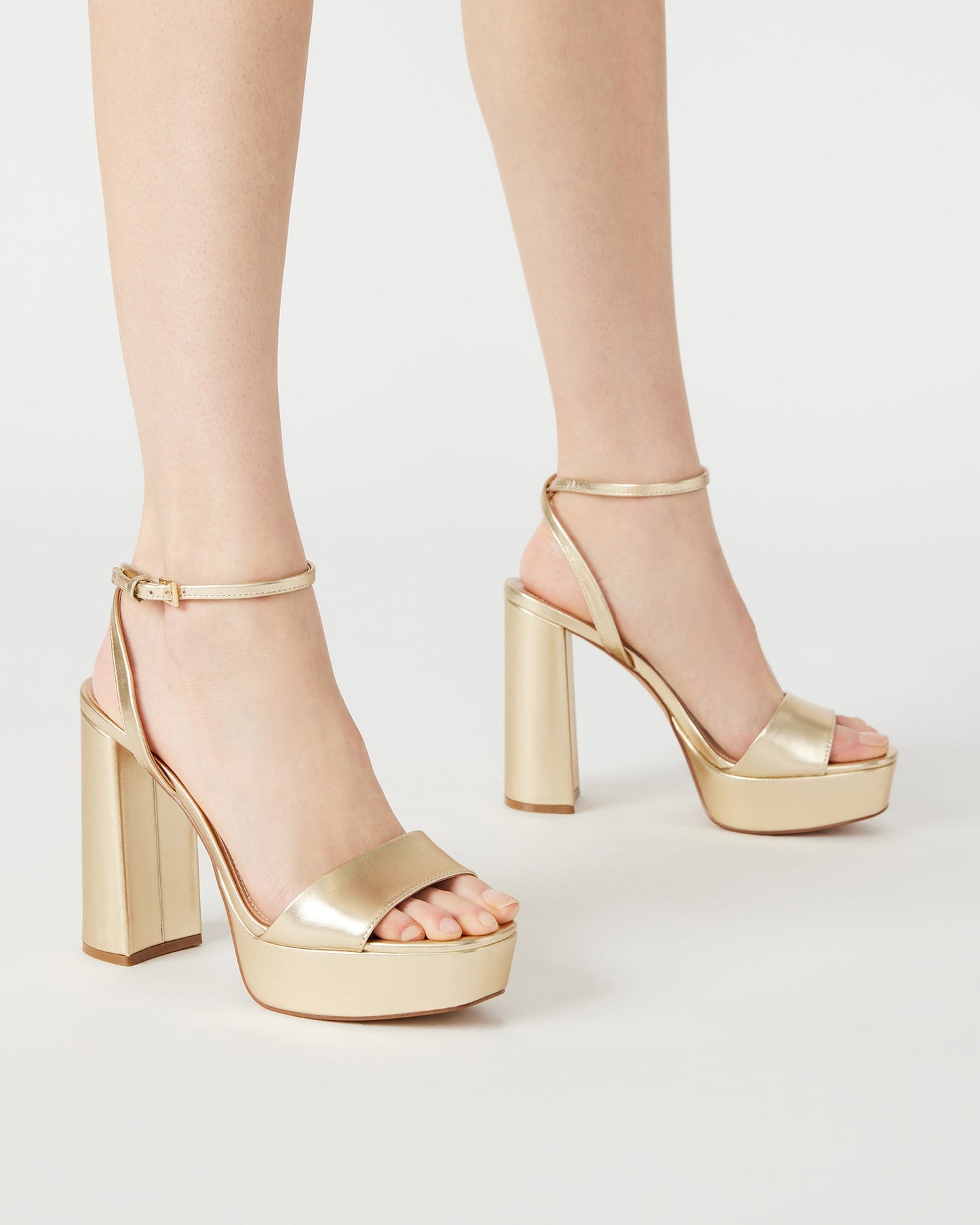 Champagne Strappy Block Heel Sandals