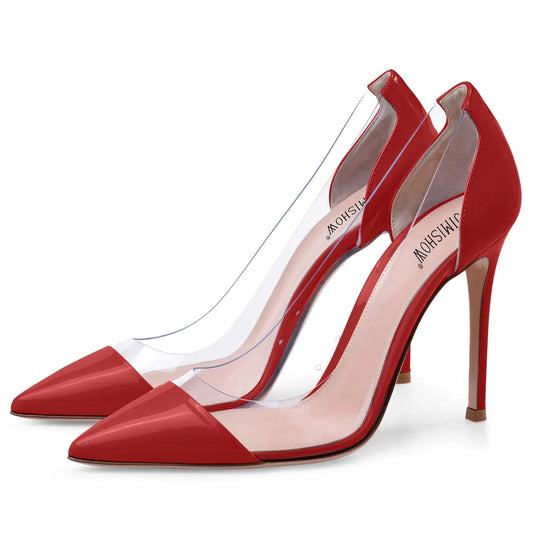Clear Pointed-Toe PVC Stiletto Pumps