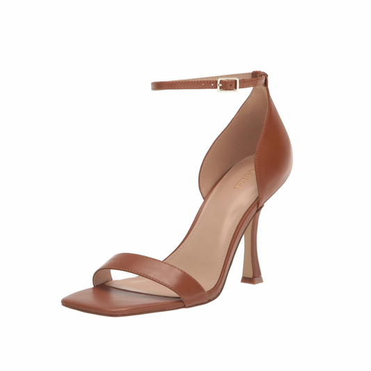 Cognac Stiletto Sandal with Ankle Strap