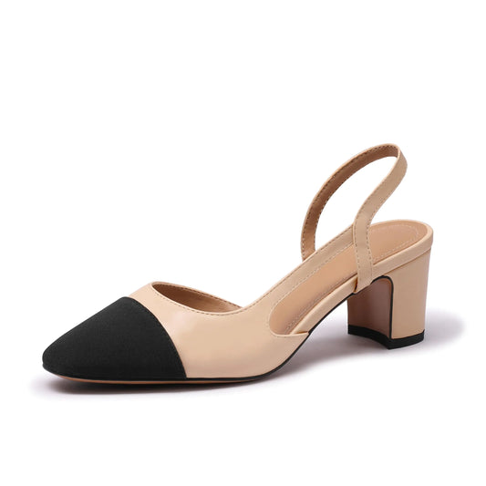 Two-Tone Cap-Toe Slingback Pumps
