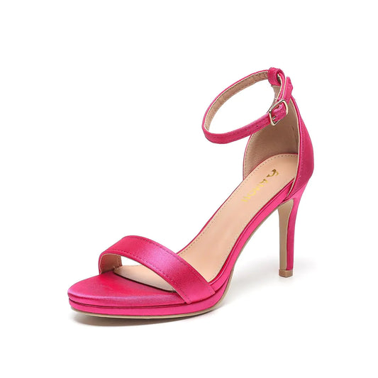4" Wide-Width Fuchsia Strappy Stiletto Heels