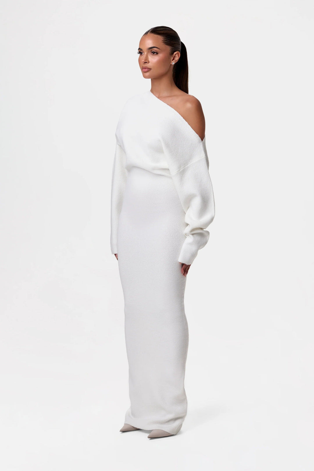 High-Waist Long Sleeve Slim Maxi