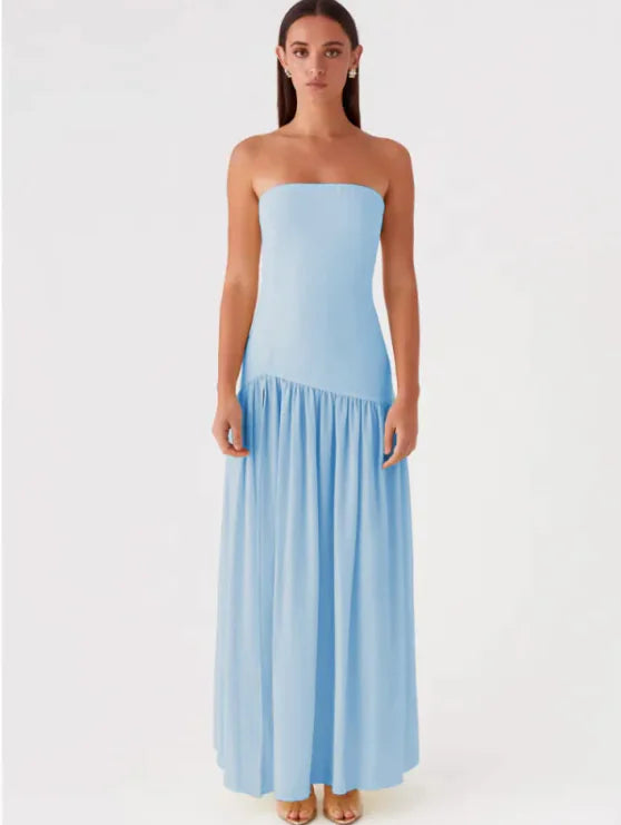 Strapless Maxi Dress with Side Slit