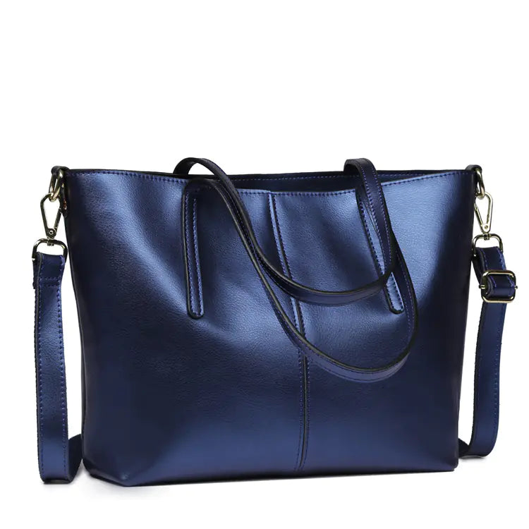 Minimalist Genuine Leather Shoulder Tote