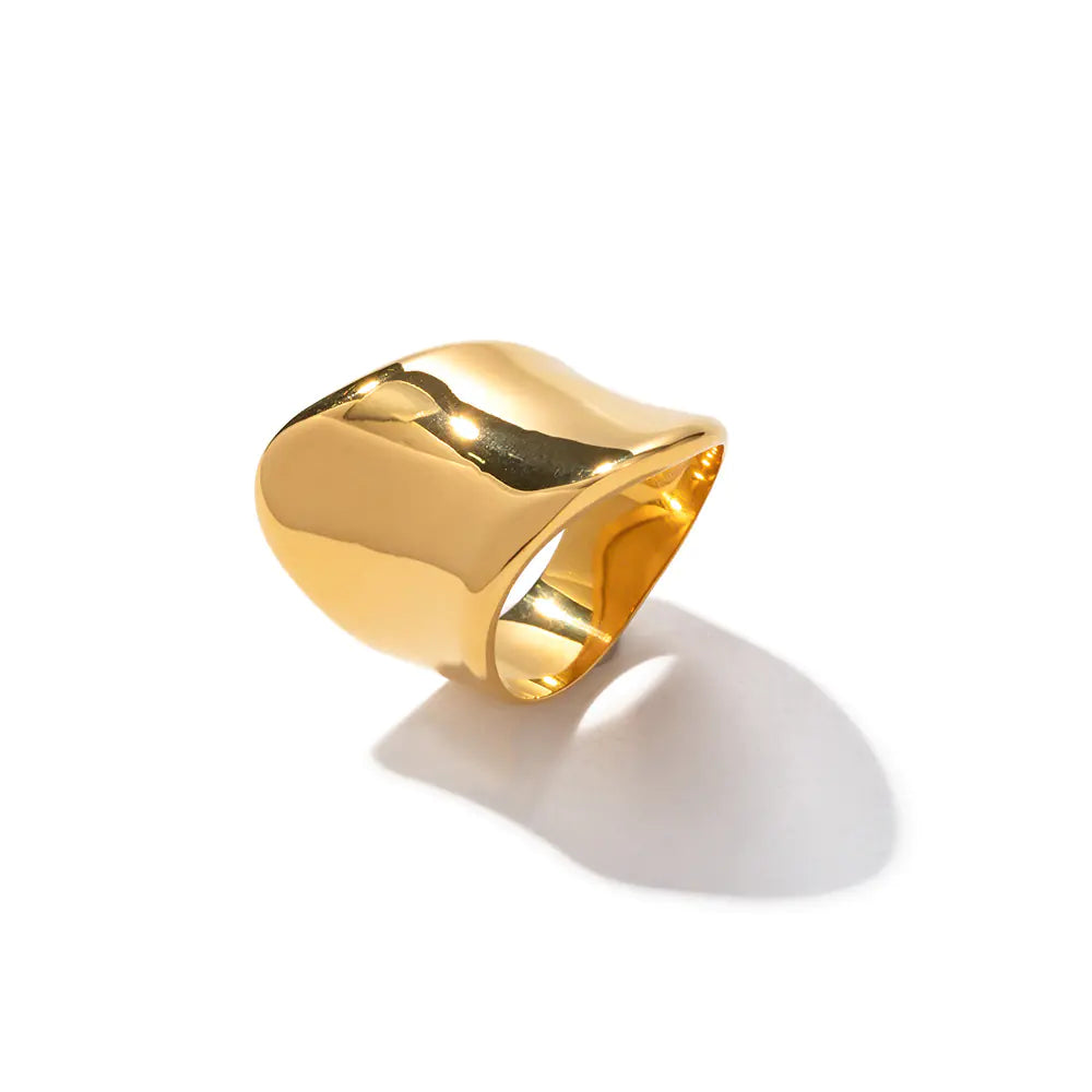 18K Gold Stainless Steel Minimalist Wide Ring