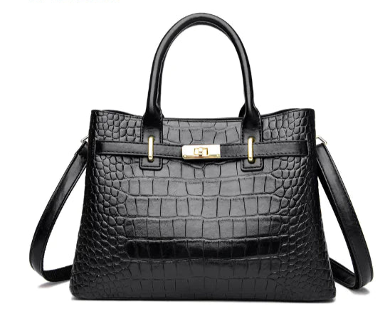 Croc-Pattern PU Fashion Shoulder Tote