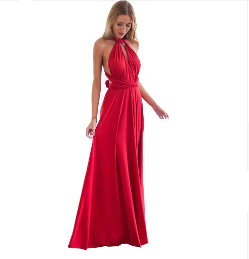Cross-Back Bandage Maxi with Swing Skirt