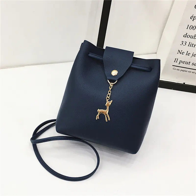 Vintage PU Mini Bucket Crossbody Bag
