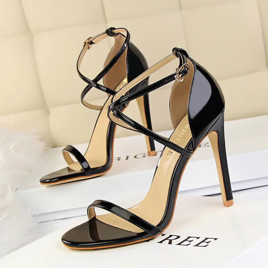Cross-Buckle Patent 8–11cm Stiletto Heels