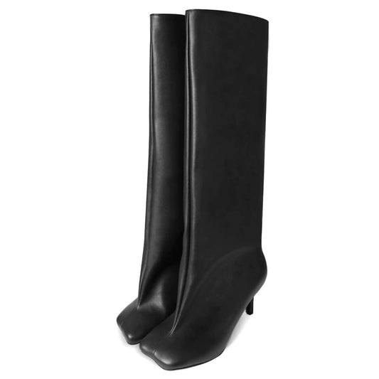 Square Toe / Wide Calf Knee High Stiletto Boots