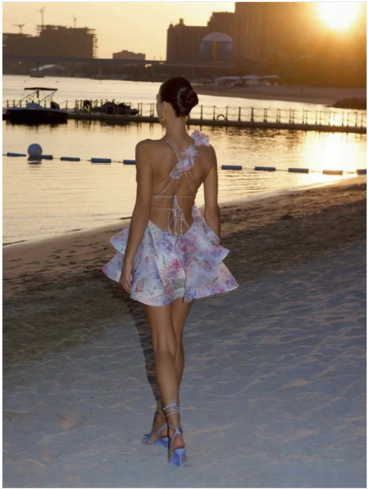 Floral Halter Jumpsuit Dress