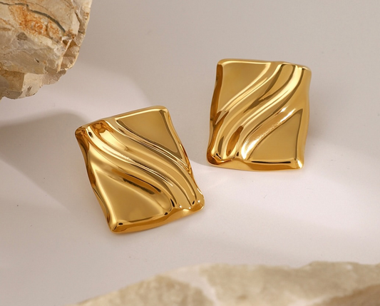 Modern Stainless Steel Ribbed Earrings