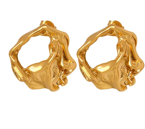 Gold/Silver Retro Hollow Pleated Hoop Earrings