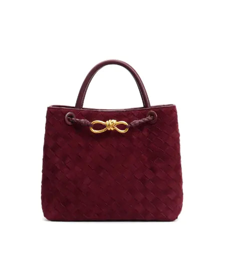 Matte Leather Woven Shoulder Tote Bag