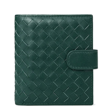 Sheepskin Woven Leather Short Wallet