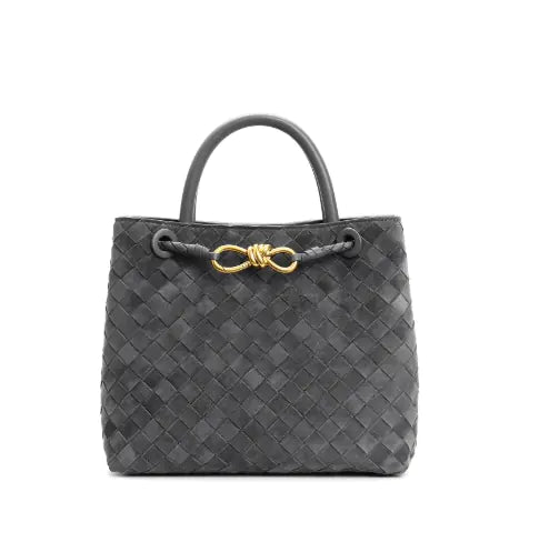 Matte Leather Woven Shoulder Tote Bag