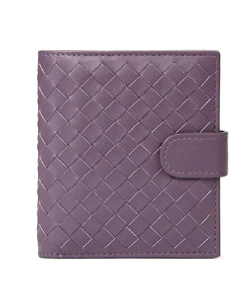 Sheepskin Woven Leather Short Wallet