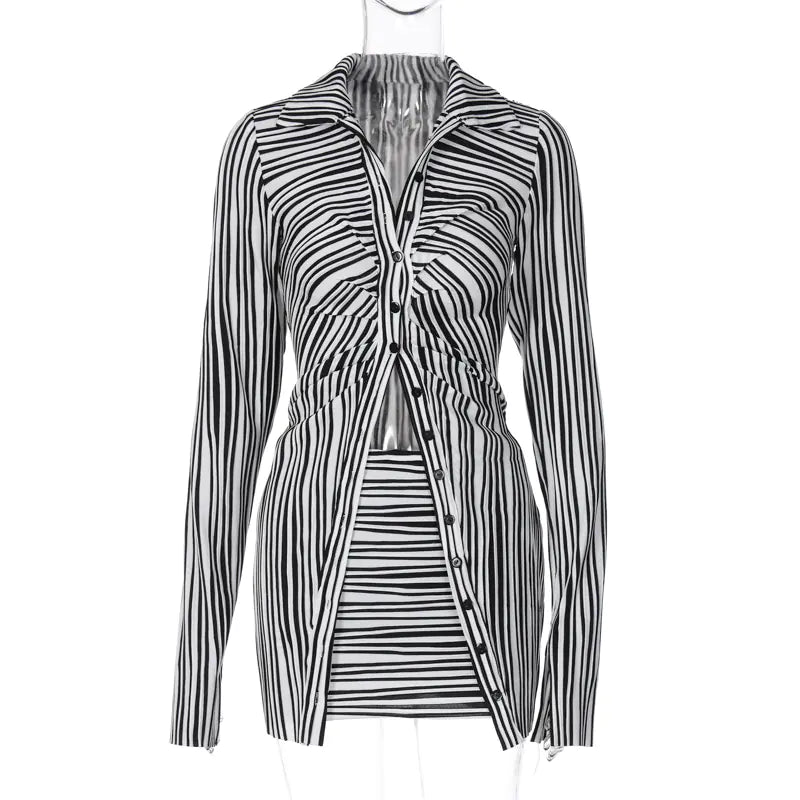Chic Zebra Print Cardigan and Mini Skirt Set