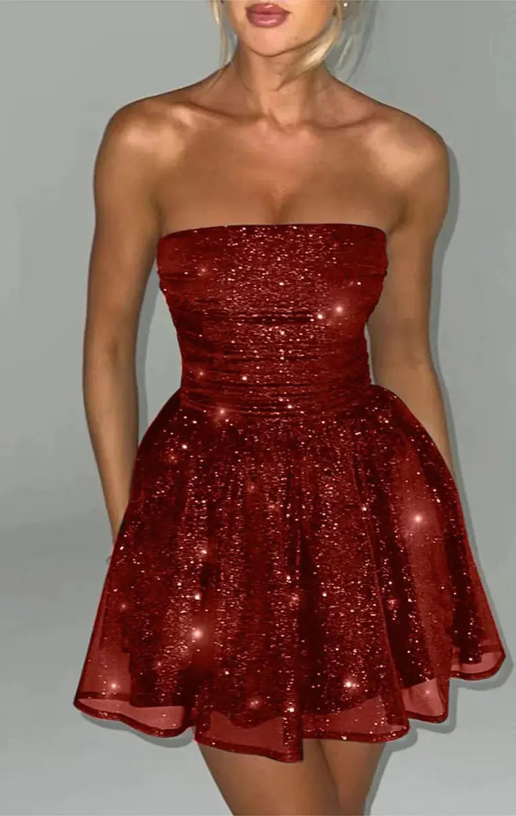 Strapless Wrap Slim Fit Bodycon Mini Dress