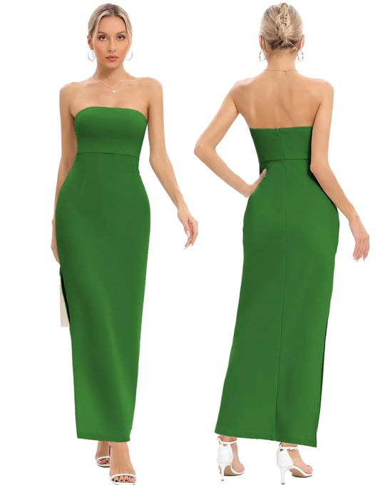 Strapless Backless Bodycon Maxi with Slit