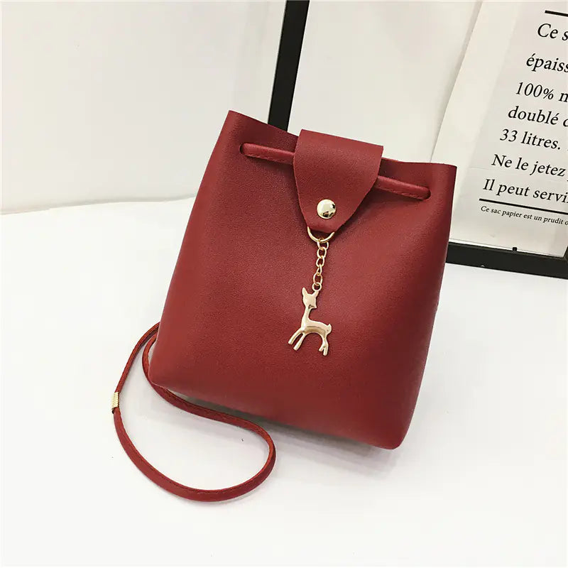 Vintage PU Mini Bucket Crossbody Bag