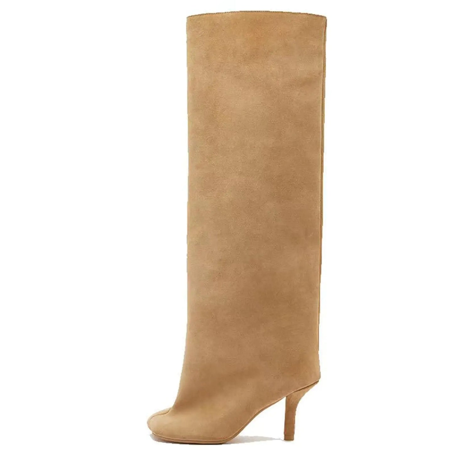 Knee High Suede Wide Calf Square Toe Boots