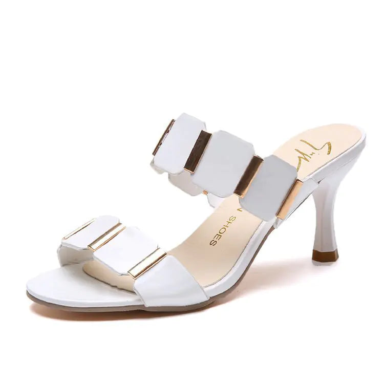 Sequin Mid-Heel Slides with Sponge Heel