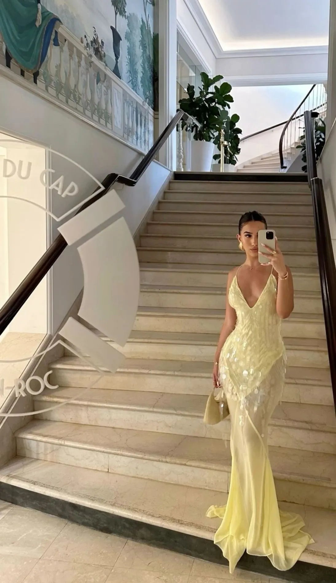 Glamorous Sequin Fishtail V-Neck Evening Dress