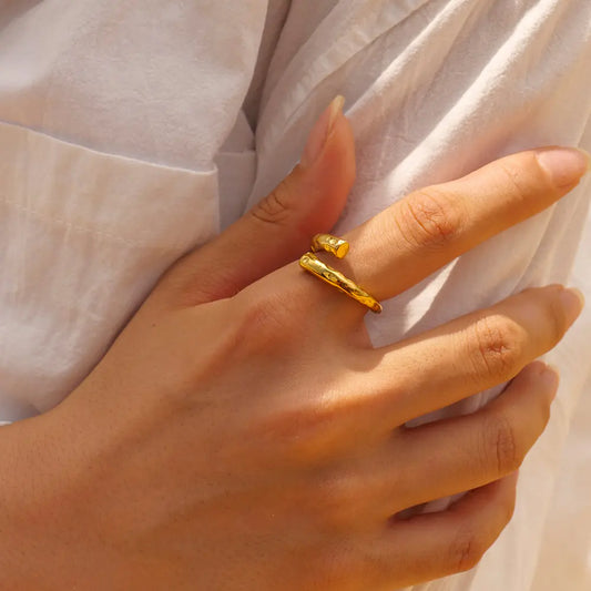 18K PVD Gold Geometric Zircon Ringg