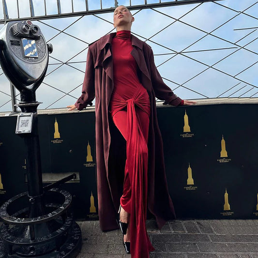 Sleek Half-Collar Bodycon Long Sleeve Dress