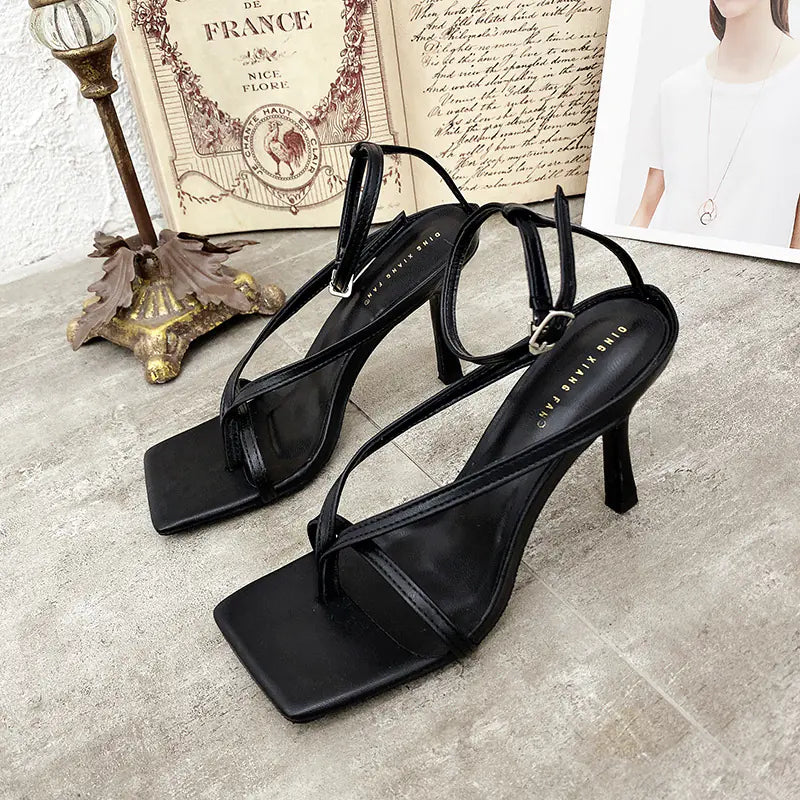 Square-Toe Strap 6–8cm Heeled Sandals